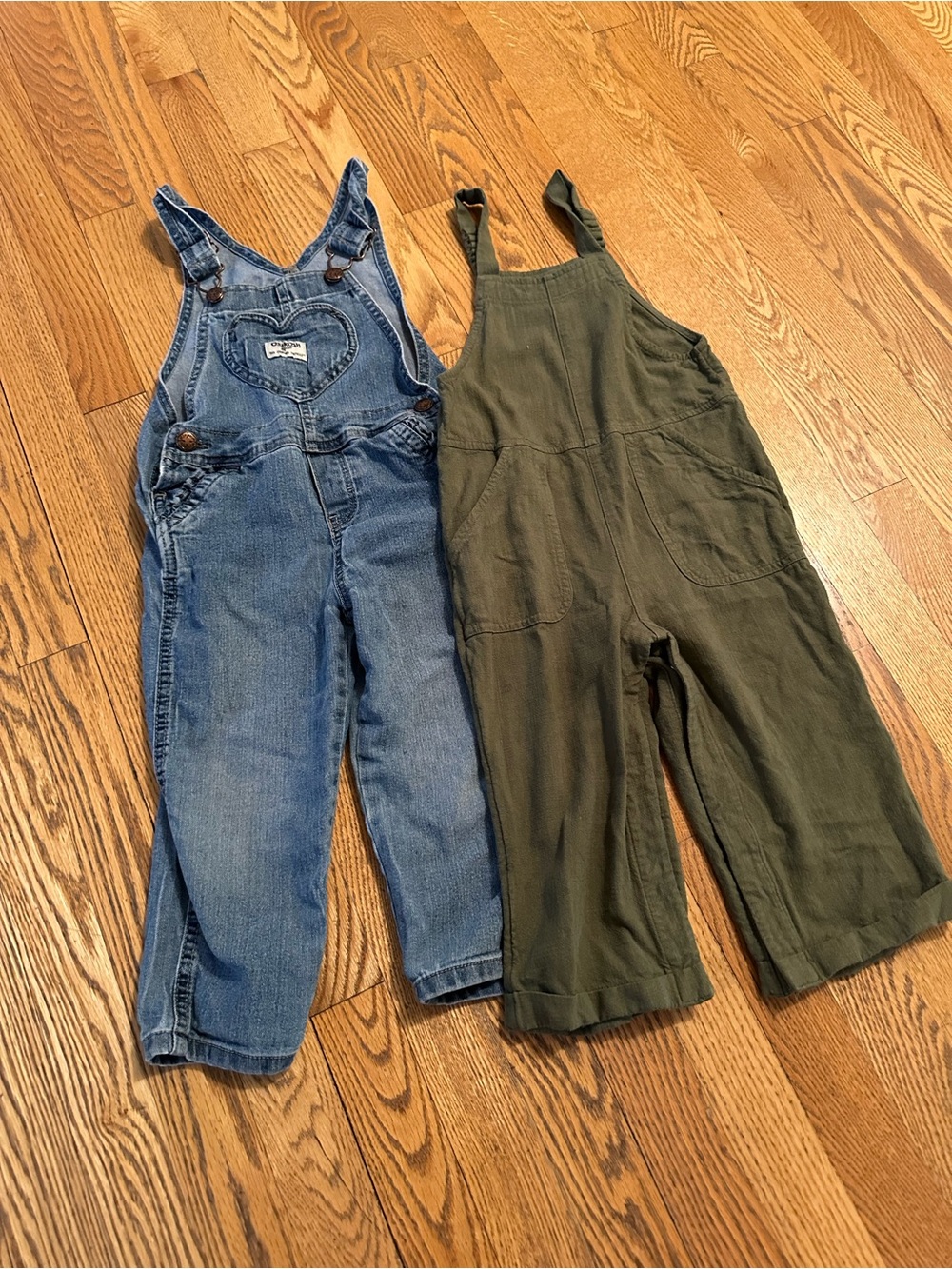 OshKosh B'gosh Olive Green and Denim Kids Overalls